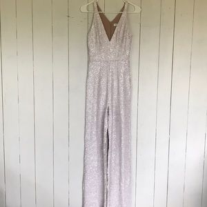 New dress the population white sequin jumpsuit xs
